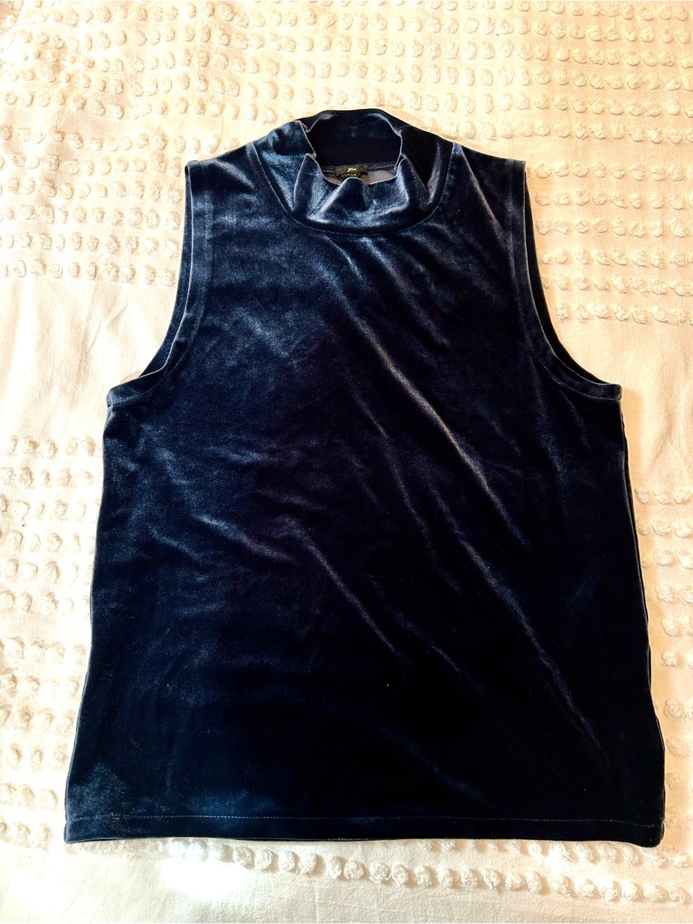 J. Crew Velour Sleeveless Mock Neck Shirt - navy Blue -Sz m